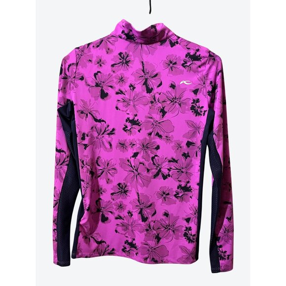 Kjus Women's XS 34 Long Sleeve 1/4 Zip Sport Fit Kingsbarns Vented Floral Top - Picture 3 of 7